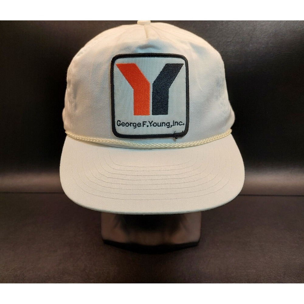 Vintage Geoge F. Young Inc. Trucker Cord Bill White Snapback Hat Cap